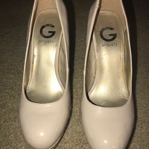 Guess, size 7&1/2, nude, patent heels
